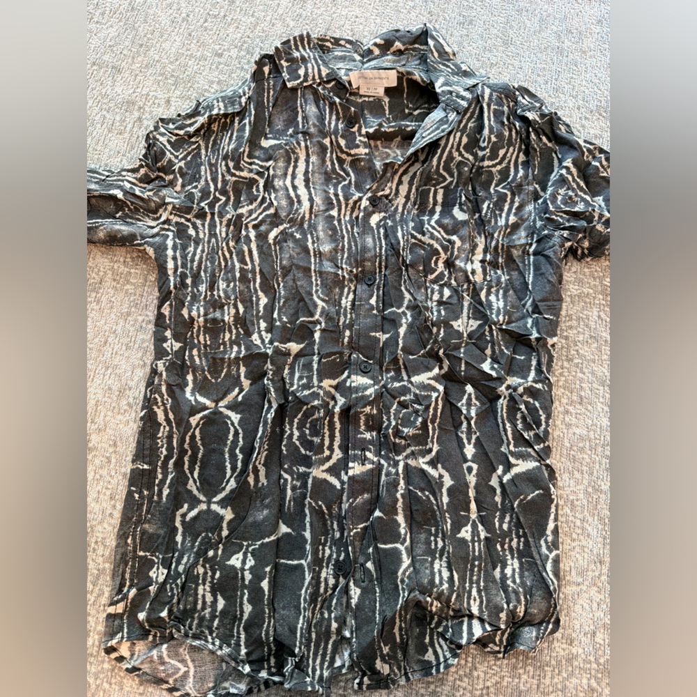 Cotton On Black and White Patterned Button-Up Top